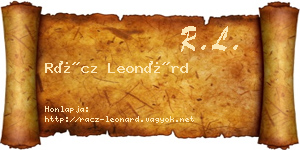 Rácz Leonárd névjegykártya
